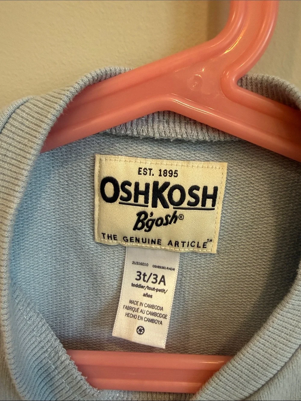 OshKosh B'gosh Light Blue Pullover Sweatshirt with Red 'AMOUR'
